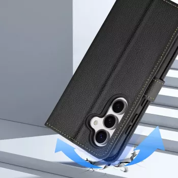 DUXDUCIS Lawa kožna novčanik futrola za Samsung Galaxy S25+ s odvojivim magnetskim novčanikom - crna