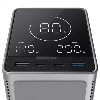 CUKTECH 300W 40000 mAh power bank s bežičnim punjenjem 2x USB-C + 2x USB-A crni