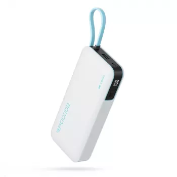 CUKTECH CUKP200NGLLG 55W 20000mAh powerbank s integriranim USB-C kabelom - bijeli