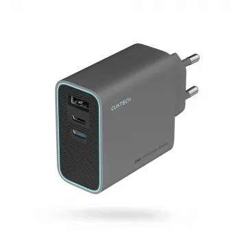 CUKTECH CUKAD653EUGR 65W GaN 3-portni USB-C i USB-A zidni punjač - sivi