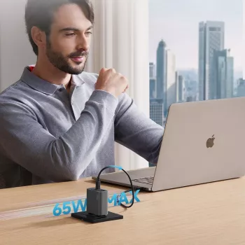CUKTECH CUKAD653EUGR 65W GaN 3-portni USB-C i USB-A zidni punjač - sivi