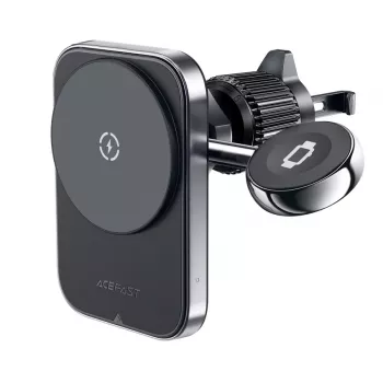 Acefast D18 držač za automobil s MagSafe / Qi bežičnim punjačem + USB-A na USB-C kabel - crni