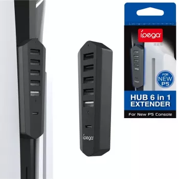 IPEGA USB/USB-C hub za PS5 Slim, crni