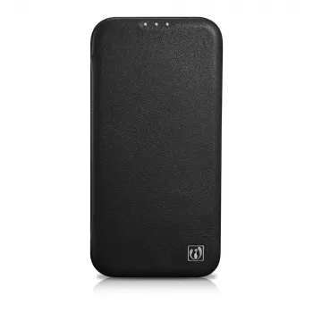 iCarer CE Premium Leather Folio Case za iPhone 14 Plus, magnetni zatvarač, MagSafe, crna (WMI14220715-BK)