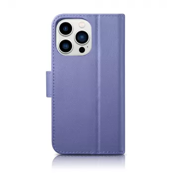 iCarer Wallet Case 2u1 za iPhone 14 Pro, kožna folio futrola s RFID blokiranjem, svijetloljubičasta (WMI14220726-LP)