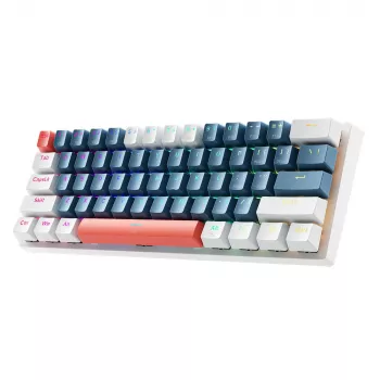 Machenike K500-B61 žična mehanička gaming tipkovnica, 61 tipka kompaktna, smeđi prekidači, RGB pozadinsko osvjetljenje, plavo-bijela