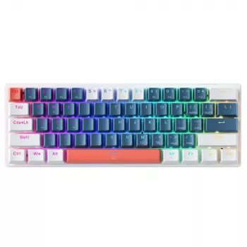 Machenike K500-B61 žična mehanička gaming tipkovnica, 61 tipka kompaktna, smeđi prekidači, RGB pozadinsko osvjetljenje, plavo-bijela