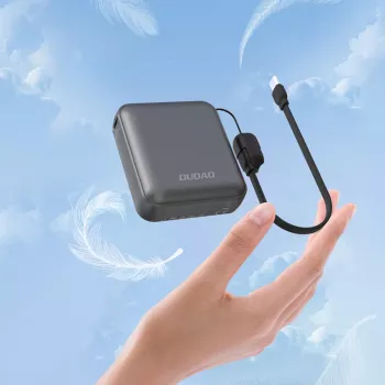 Dudao K22+ ultra kompaktni power bank 10000mAh 22,5W USB-C s lančićem/kabelom - sivi