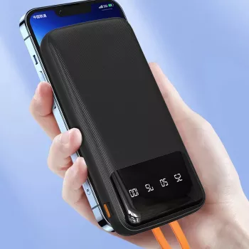 Dudao K6Pro univerzalni power bank 10000mAh s USB, USB-C, Lightning kabelom crna (K6Pro-black)