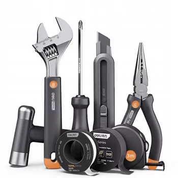 Deli D895485 Household Tool Set, 8-Piece, Grey