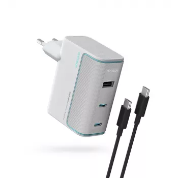 CUKTECH AD1003EU 100W GaN zidni punjač 2x USB-C + USB-A s kabelom - bijela