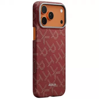 PITAKA Ultra-Slim Monogram MagSafe maska za Apple iPhone 17 Pro, Gold Red