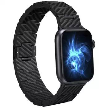PITAKA Carbon Fiber Link Band Retro za Apple Watch 42/44/45/49mm crno-sivi