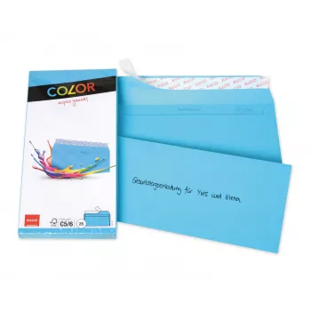 ELCO Color omotnica C5/6 (114 x 229 mm), bez prozora, samoljepljiva, 100 g/m², plava, 25 komada (74617.32)
