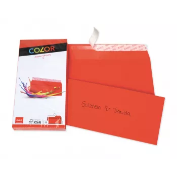 ELCO Color omotnica C5/6 (114 x 229 mm), bez prozora, samoljepljiva, 100 g/m², crvena, 25 komada (74617.92)