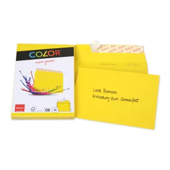 ELCO Color omotnica C6 (114 x 162 mm), bez prozora, samoljepljiva, 100 g/m², žuta, 25 komada (74634.72)