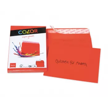 ELCO Color Envelope C6 (114 x 162 mm), without window, self-adhesive, 100 g/m², Red, 25 pcs (74634.92)