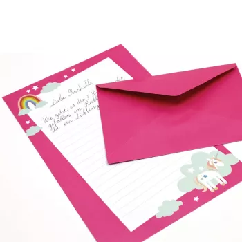 Artoz Papier 334001-03 letter paper with envelopes, Unicorn pink (approx. DIN A5), 80 g/m², 1 pack