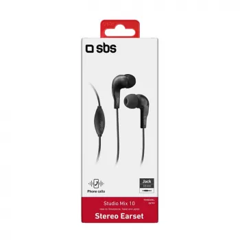 SBS TEINEARKL in-ear slušalice s mikrofonom, crne, žičane, 1,2 m kabel, 3,5 mm jack, pozivi i glazba