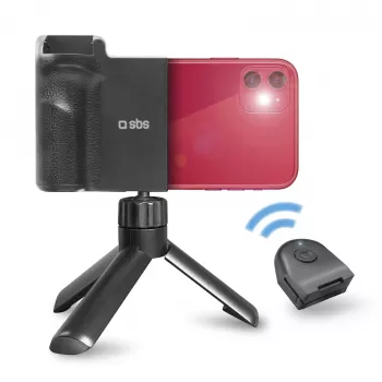SBS Wireless Reflex Set BT komplet za vlogging sa pametnim telefonom, mini stativom, Bluetooth daljinskim okidačem i LED prstenastim svjetlom, crni