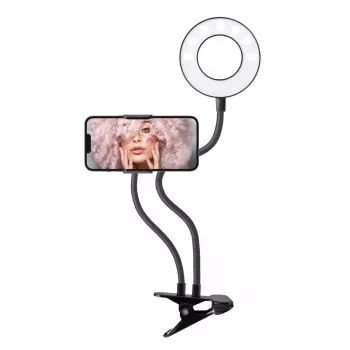SBS zakretna LED prstenasta stolna kopča 10 cm 3 načina svjetla crna