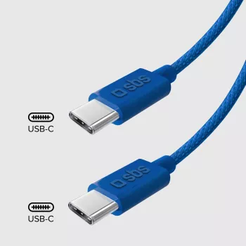 SBS TECABLE TISSUE TCCB USB-C na USB-C kabel 1,5m 60W pleteni - plavi
