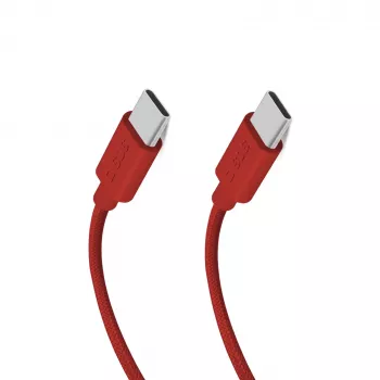 SBS TECABLETISSUETCCR USB-C na USB-C kabel 1,5 m 60 W pleteni crveni