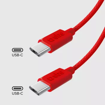 SBS TECABLETISSUETCCR USB-C na USB-C kabel 1,5 m 60 W pleteni crveni