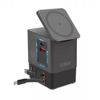 SBS Power Dock 6-u-1 stanica za punjenje s MagSafe, postoljem i USB-C kabelima 65W – crna
