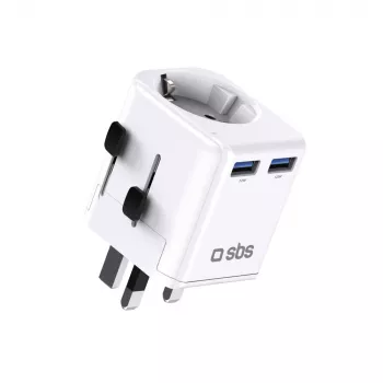 SBS univerzalni putni adapter EU 2xUSB-A, bijeli