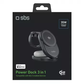 SBS Qi2.2 25W indukcijska 3-u-1 sklopiva stanica za punjenje s MFI certifikatom - crna
