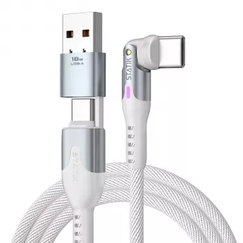 STATIK PowerPivot Pro rotirajući 2-u-1 USB-C kabel bijeli 2m
