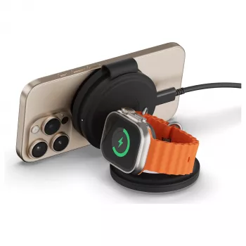 Satechi OntheGo 3-u-1 bežični punjač s Qi2, crni, 15W, ST-QTG31K