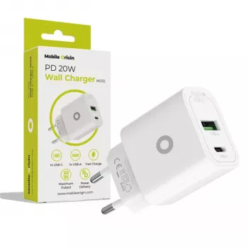 Mobile Origin PD20W zidni punjač MO12 bijeli 1x USB-A + 1x USB-C