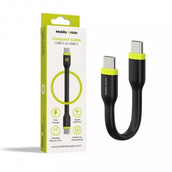 Mobile Origin kompaktni kabel USB-C na USB-C crni 10 cm