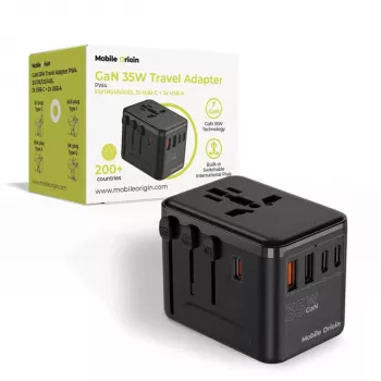 Mobile Origin 35W putni adapter GaN PW4 EU/UK/US/AUS 3C+2A