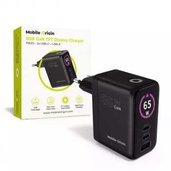 Mobile Origin 65W GaN punjač PW20 2x USB-C + USB-A