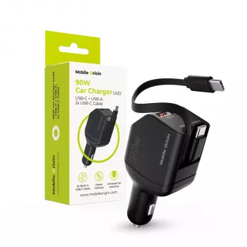 Mobile Origin 90W auto punjač CA22 USB-C+USB-A s 2x 60cm kabela
