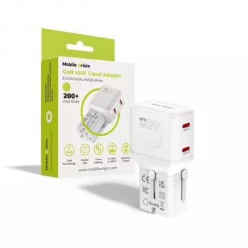 Mobile Origin 45W putni adapter EU/US/UK/AU PW26, bijeli