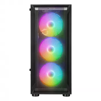 Rampage SHIVA Mid Tower kućište PC s bočnim prozorom od kaljenog stakla i 4x 120mm Rainbow RGB ventilatora, crno