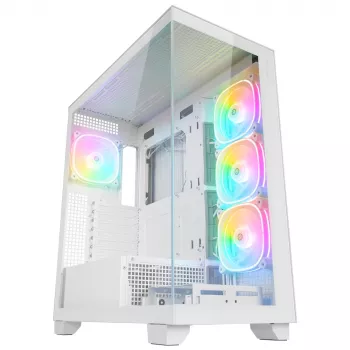 Rampage Hydra V1 Mid-Tower kućište PC-a, bijelo, 4x 120mm ARGB ventilatori, USB-C/USB-A, ARGB hub, kaljeno staklo