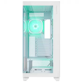 Rampage Hydra V1 Mid-Tower kućište PC-a, bijelo, 4x 120mm ARGB ventilatori, USB-C/USB-A, ARGB hub, kaljeno staklo