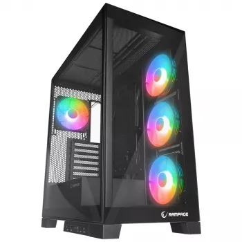 Rampage Hydra V2 Mid-Tower kućište PC-a s 4x 120mm ARGB ventilatora, kaljeno staklo, crno