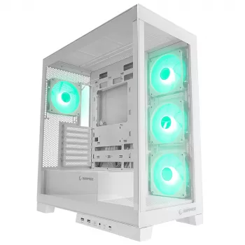 Rampage Hydra V2 Mid Tower kućište PC-a bijelo s 4x 120mm ARGB ventilatora i kaljenim staklom