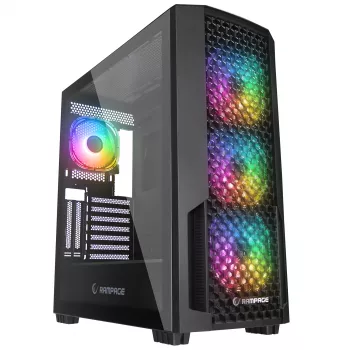 Rampage Shelob Mid Tower kućište PC-a, 4x ARGB ventilatori, kaljeno staklo, crno