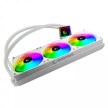 Rampage INFINITE V360 All-in-One tekuće hlađenje CPU 360mm ARGB, prikaz temperature, bijelo
