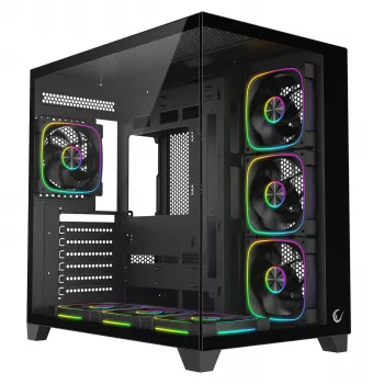 RAMPAGE SEALITE-BLACK Mid-Tower kućište PC-a s kaljenim staklom, 7x ARGB PWM ventilatori, crno