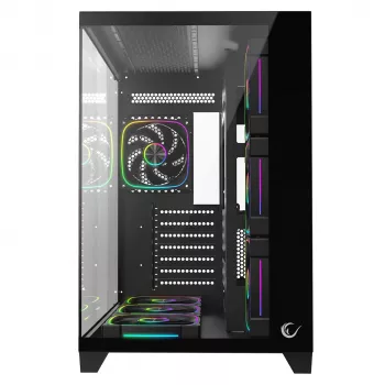 RAMPAGE SEALITE-BLACK Mid-Tower kućište PC-a s kaljenim staklom, 7x ARGB PWM ventilatori, crno