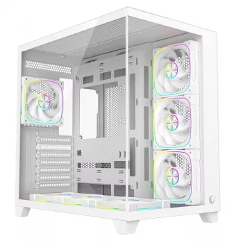 RAMPAGE SEALITE-WHITE Mid-Tower kućište PC-a s kaljenim staklom, 7x ARGB PWM ventilatora, bijelo