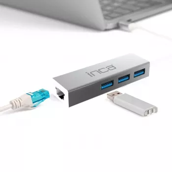 INCA IUSB-03TX USB 3.0 na Gigabit Ethernet adapter s USB-C adapterom, 1000Mbit/s, crni